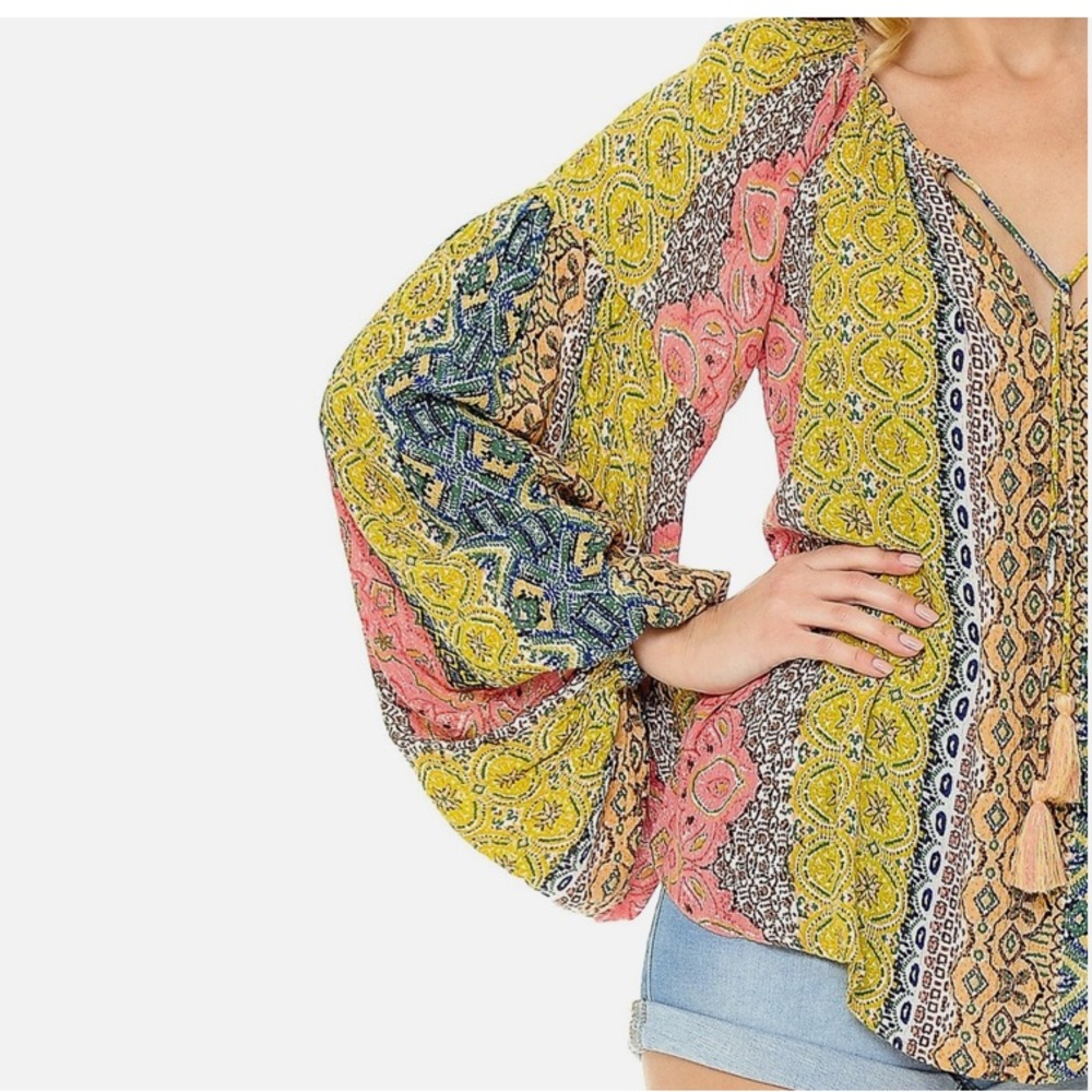 Lovestitch Multicolor Bohemian Blouse - Picture 2 of 15